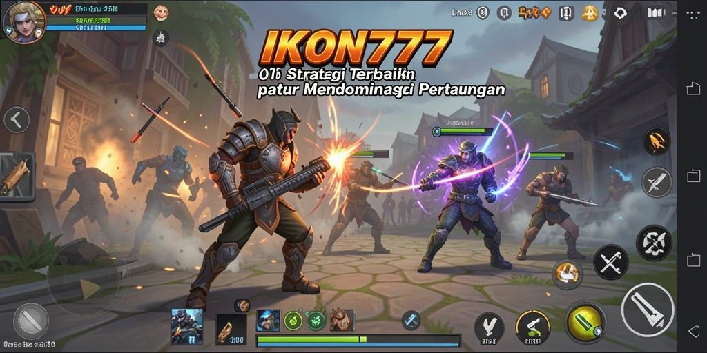 Screenshot utama dari IKON777 menunjukkan momen menegangkan dari pertarungan strategi.