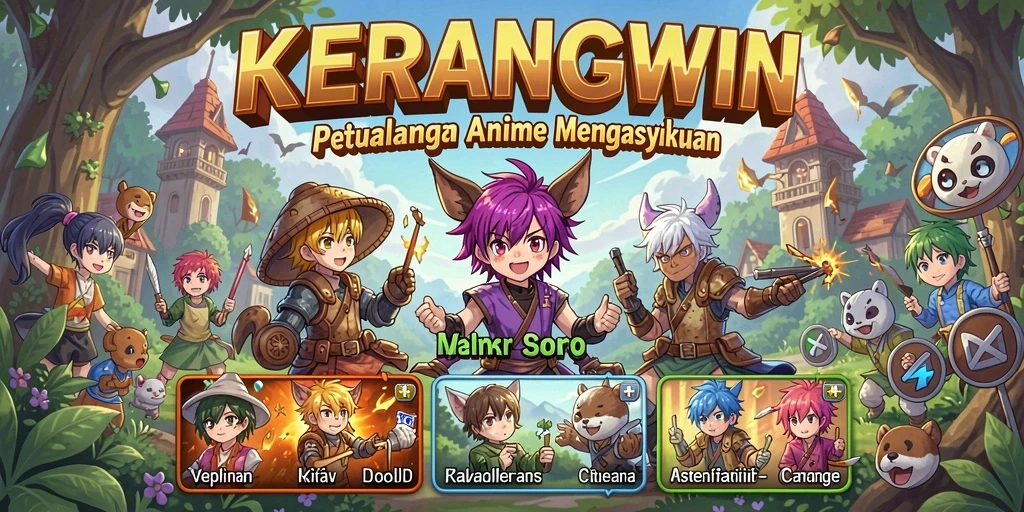 Tampilan gameplay KERANGWIN yang penuh warna dan dinamis.