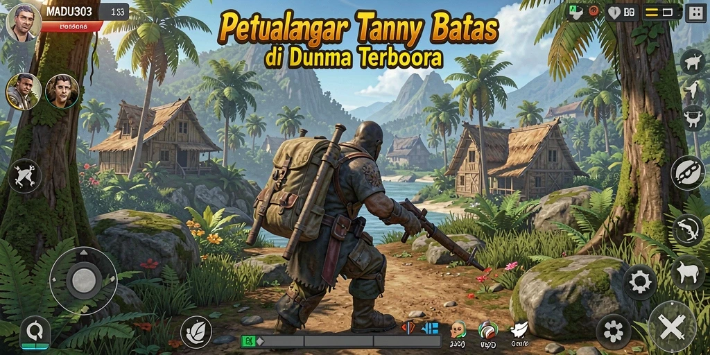 Tangkapan layar dari gameplay MADU303 yang menunjukkan eksplorasi dunia terbuka.