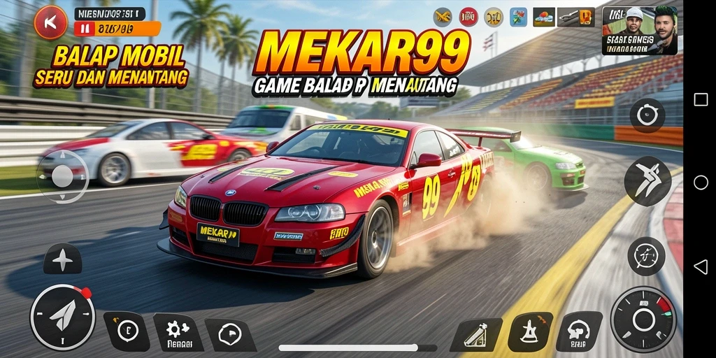 Tampilan gameplay balapan seru di MEKAR99.