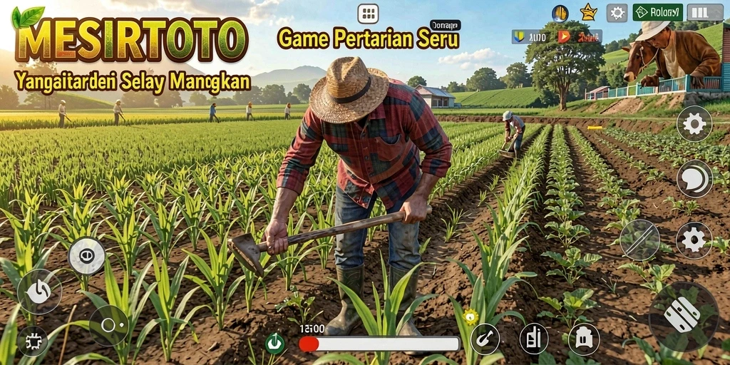 Gameplay seru dalam <strong>MESIRTOTO</strong> dengan berbagai aktivitas pertanian.