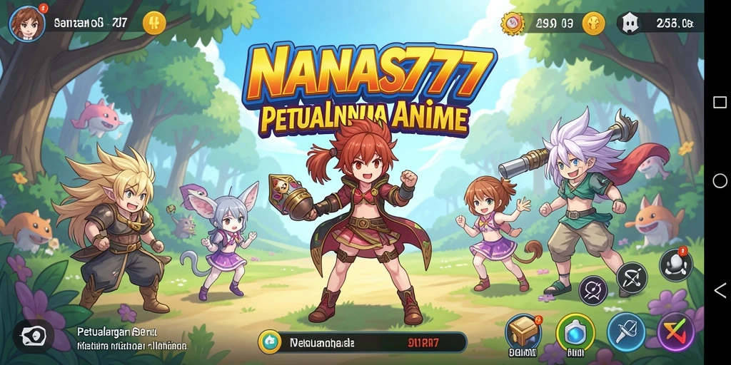 Gambaran gameplay NANAS777 dengan karakter anime yang ikonik dan dunia yang hidup.