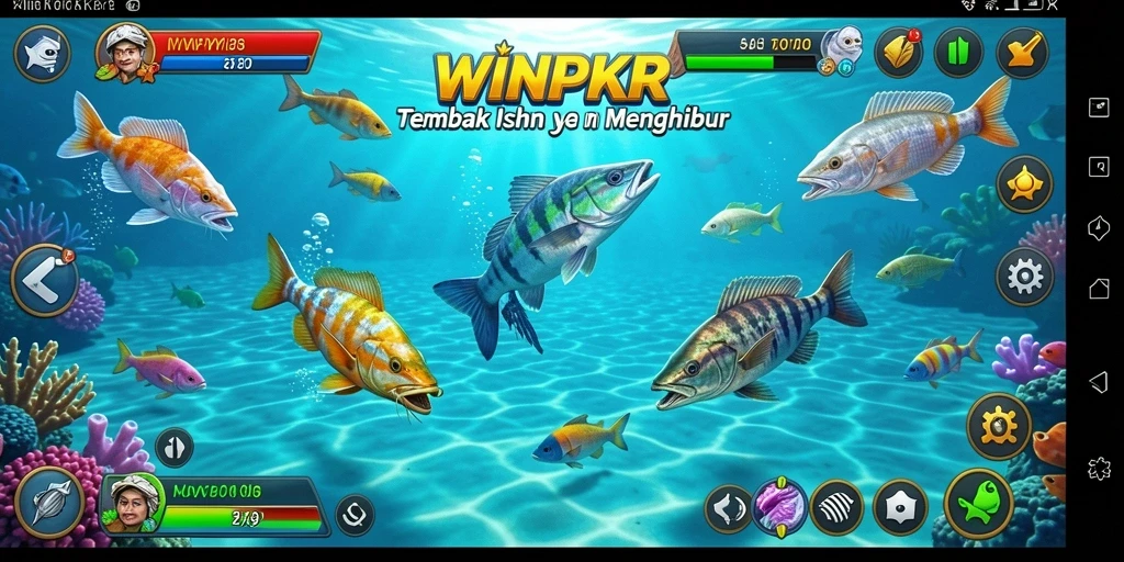 Tampilan gameplay seru dalam WINPKR saat menangkap ikan.
